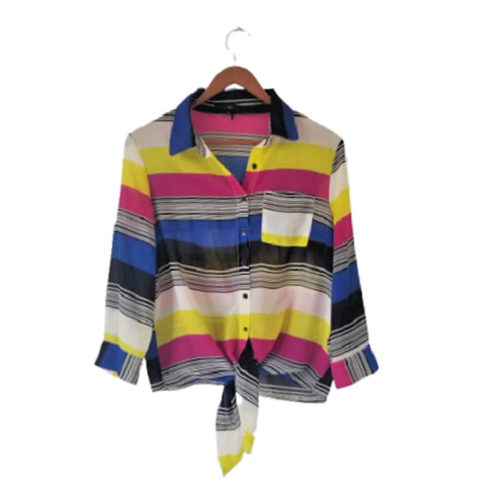 Casual Blouse for Women Multicolor Striped - Size L